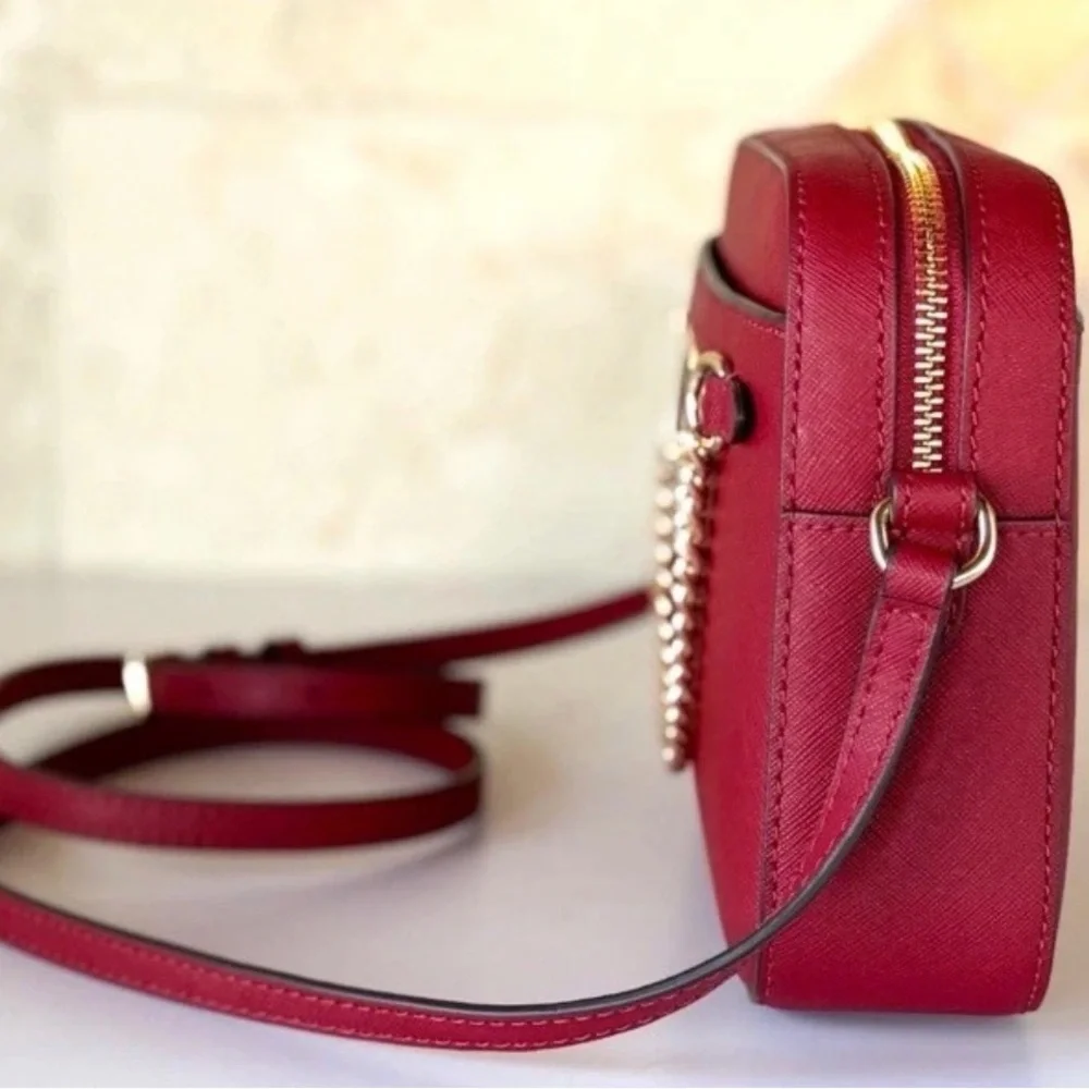 Michael Kors Red Crossbody Bag with Gold Chain Accent